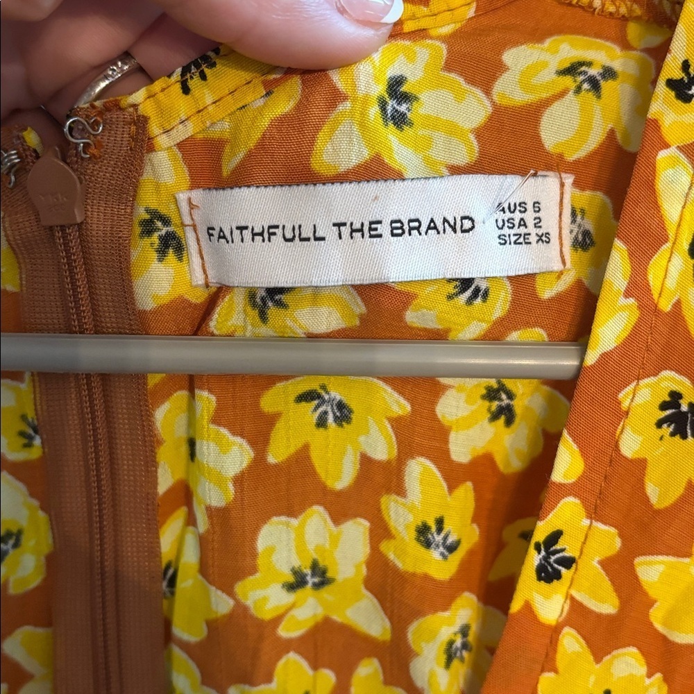 Faithfull the Brand Ilia mini dress- saffron Sz S retail $188 - Picture 5 of 6